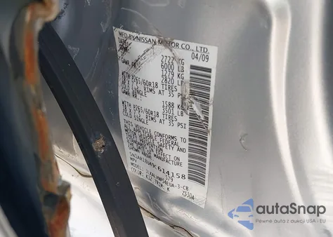 2009 Nissan Pathfinder Le from USA, damaged, VIN 5N1AR18U49C614158